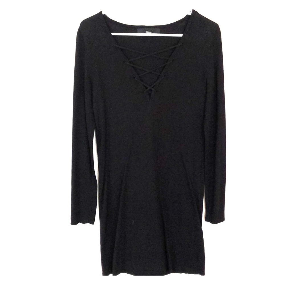 NWOT Black lace up dress